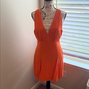 Bar III Bold Orange V-Neck Dress